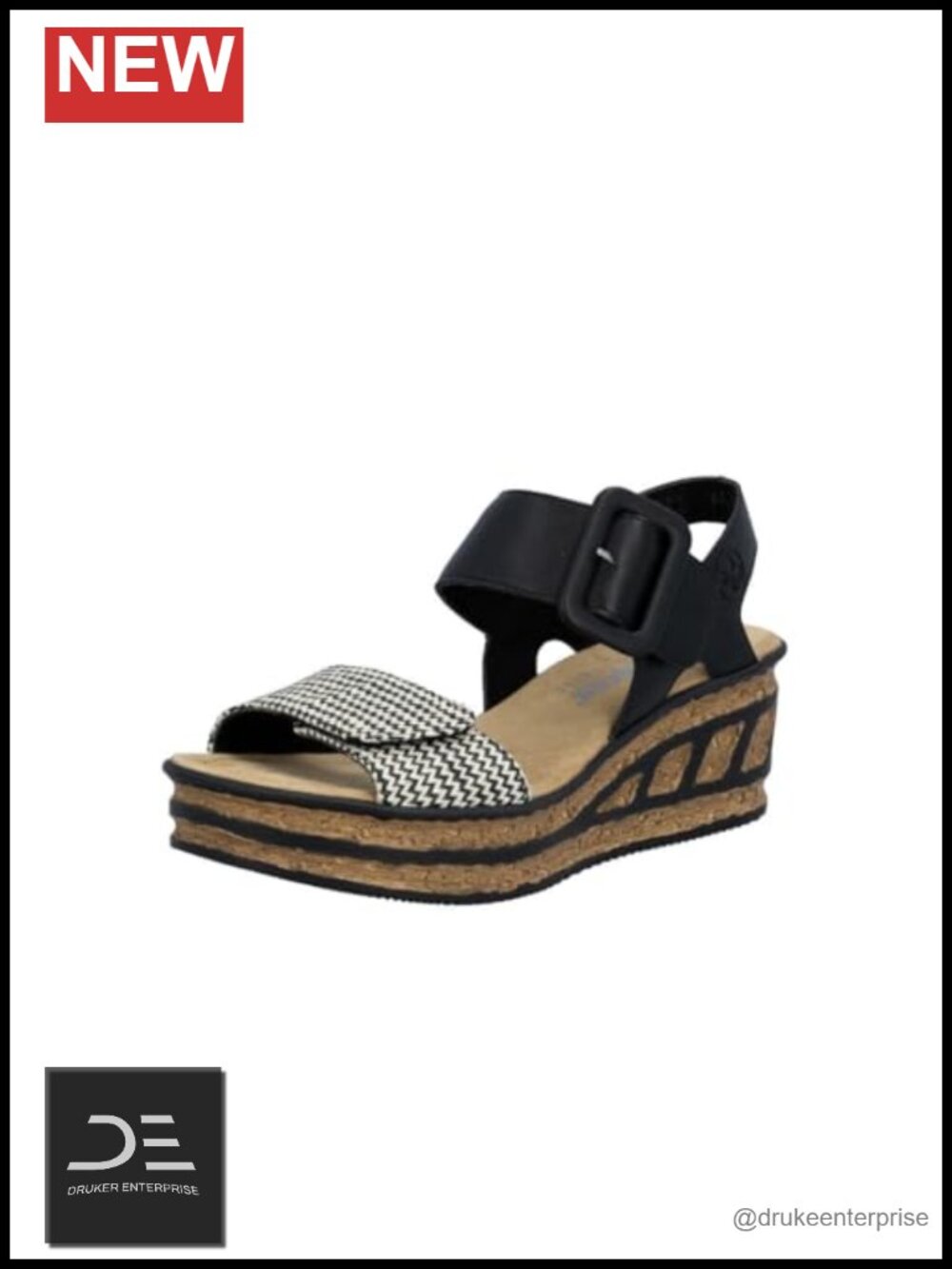 Lightweight Leather Wedge Sandals with Ankle Strap and Buckle Closure